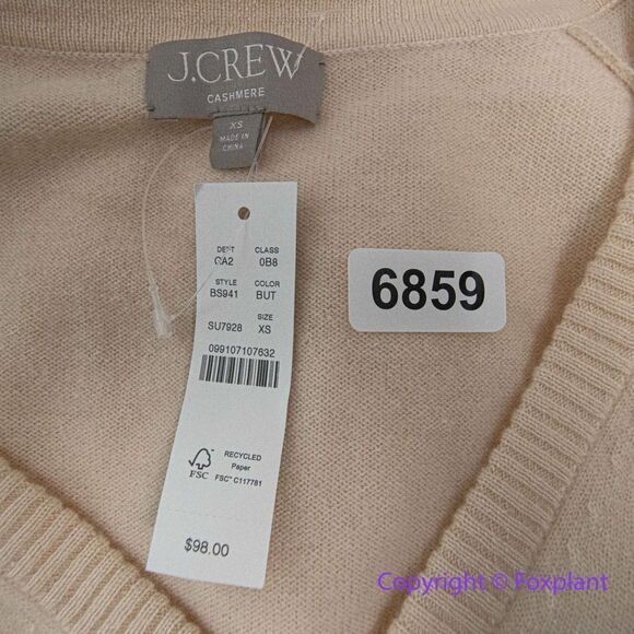 NEW J. Crew Cashmere V-neck sweater-vest in butter cream, XS - Picture 15 of 16